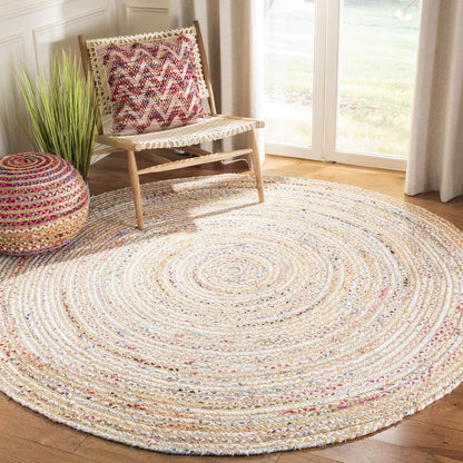 SAFAVIEH Area Rug 8x10 - Cape Cod Collection - Large - Beige & Multi, Handmade Jute & Cotton, Woven Braided Design (CAP202B)