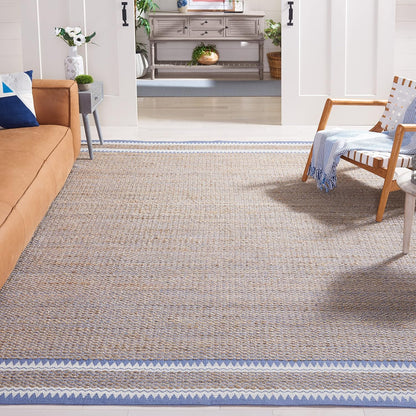 SAFAVIEH Area Rug 8x10 - Natural Fiber Collection - Large - Natural & Black, Handmade Jute, Boho Farmhouse Style, Ideal for Living Room, Bedroom, Dining Space (NF874B)