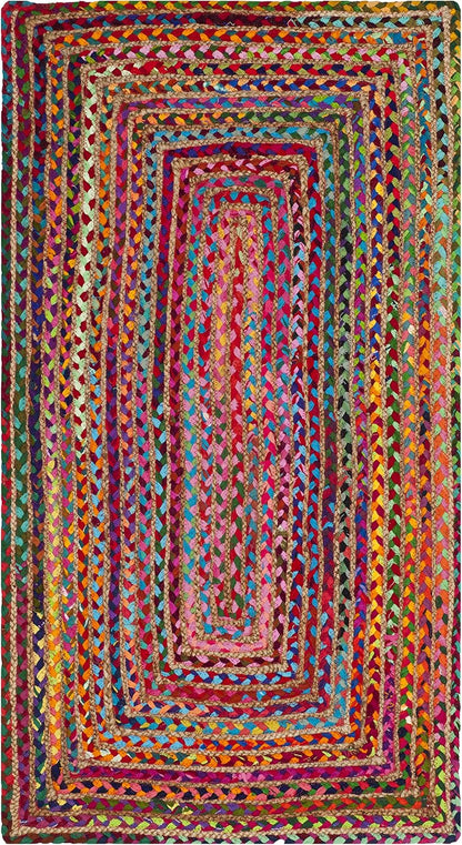 SAFAVIEH Area Rug 8x10 - Cape Cod Collection - Large - Beige & Multi, Handmade Jute & Cotton, Woven Braided Design (CAP202B)