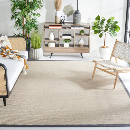 SAFAVIEH Area Rug 9x12 - Natural Fiber Collection - Large - Marble & Beige, Sisal, Woven Design with Border (NF143C)