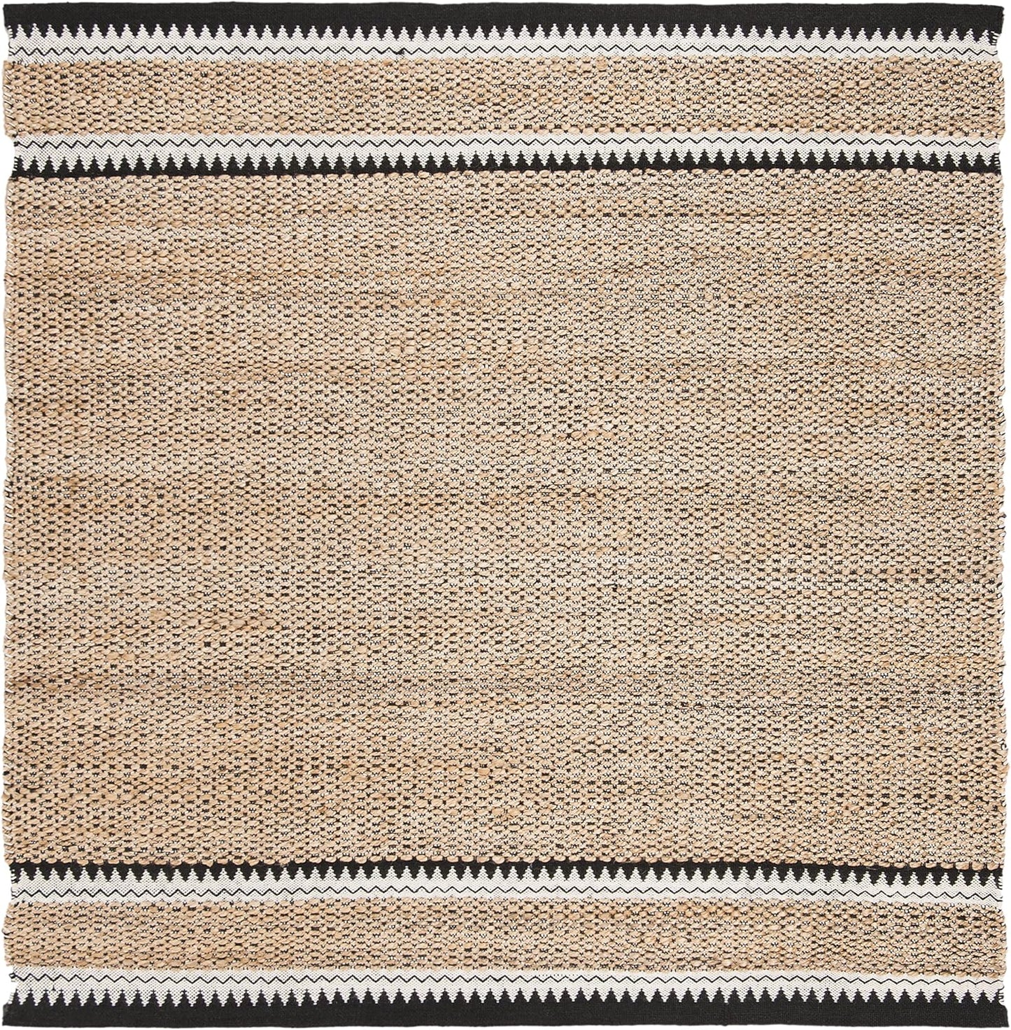 SAFAVIEH Area Rug 8x10 - Natural Fiber Collection - Large - Natural & Black, Handmade Jute, Boho Farmhouse Style, Ideal for Living Room, Bedroom, Dining Space (NF874B)