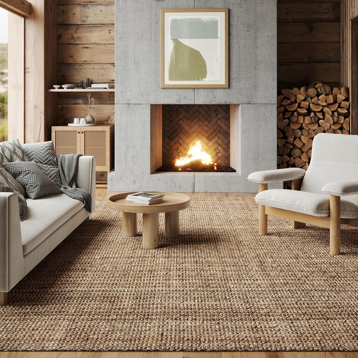 Nuloom Ashli Hand Woven, Natural, 7'6" x 9'6", Farmhouse, Jute, Soft and Textured, High Traffic, Stain Resistant, Easy Clean, Durable Area Rug for Bedroom, Living Room, Dining, Den, Foyer, Entryway