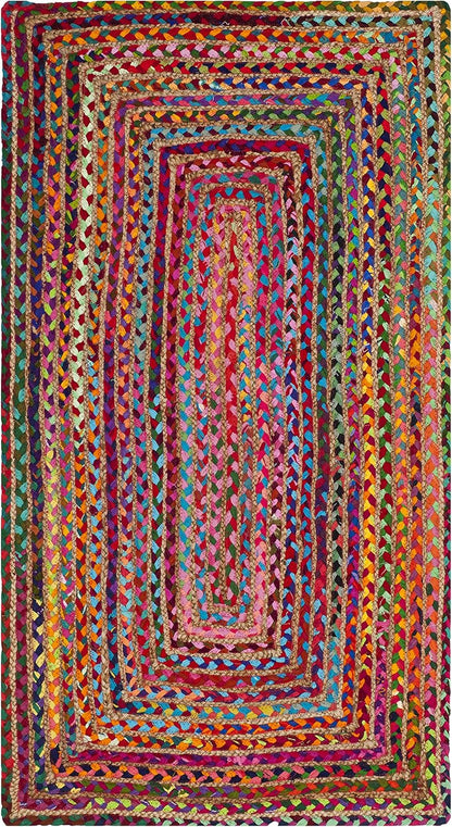 SAFAVIEH Area Rug 8x10 - Cape Cod Collection - Large - Beige & Multi, Handmade Jute & Cotton, Woven Braided Design (CAP202B)