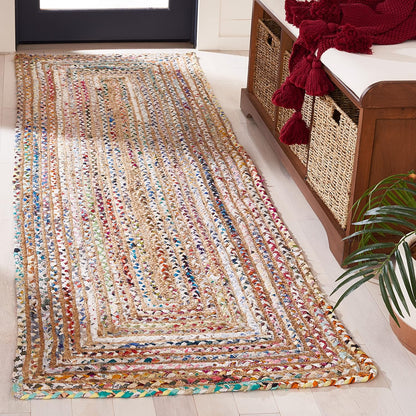 SAFAVIEH Area Rug 8x10 - Cape Cod Collection - Large - Beige & Multi, Handmade Jute & Cotton, Woven Braided Design (CAP202B)