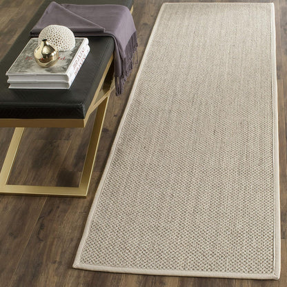 SAFAVIEH Area Rug 9x12 - Natural Fiber Collection - Large - Marble & Beige, Sisal, Woven Design with Border (NF143C)