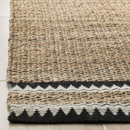 SAFAVIEH Area Rug 8x10 - Natural Fiber Collection - Large - Natural & Black, Handmade Jute, Boho Farmhouse Style, Ideal for Living Room, Bedroom, Dining Space (NF874B)