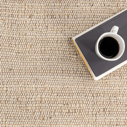 nuLOOM 7'6" x 9'6" Elfriede Jute & Cotton Hand Woven Area Rug, Natural, Solid Rustic Farmhouse Style, Weaved Design, Natural Fiber, For Bedroom, Living Room, Dining Room, Hallway, Office, Entryway