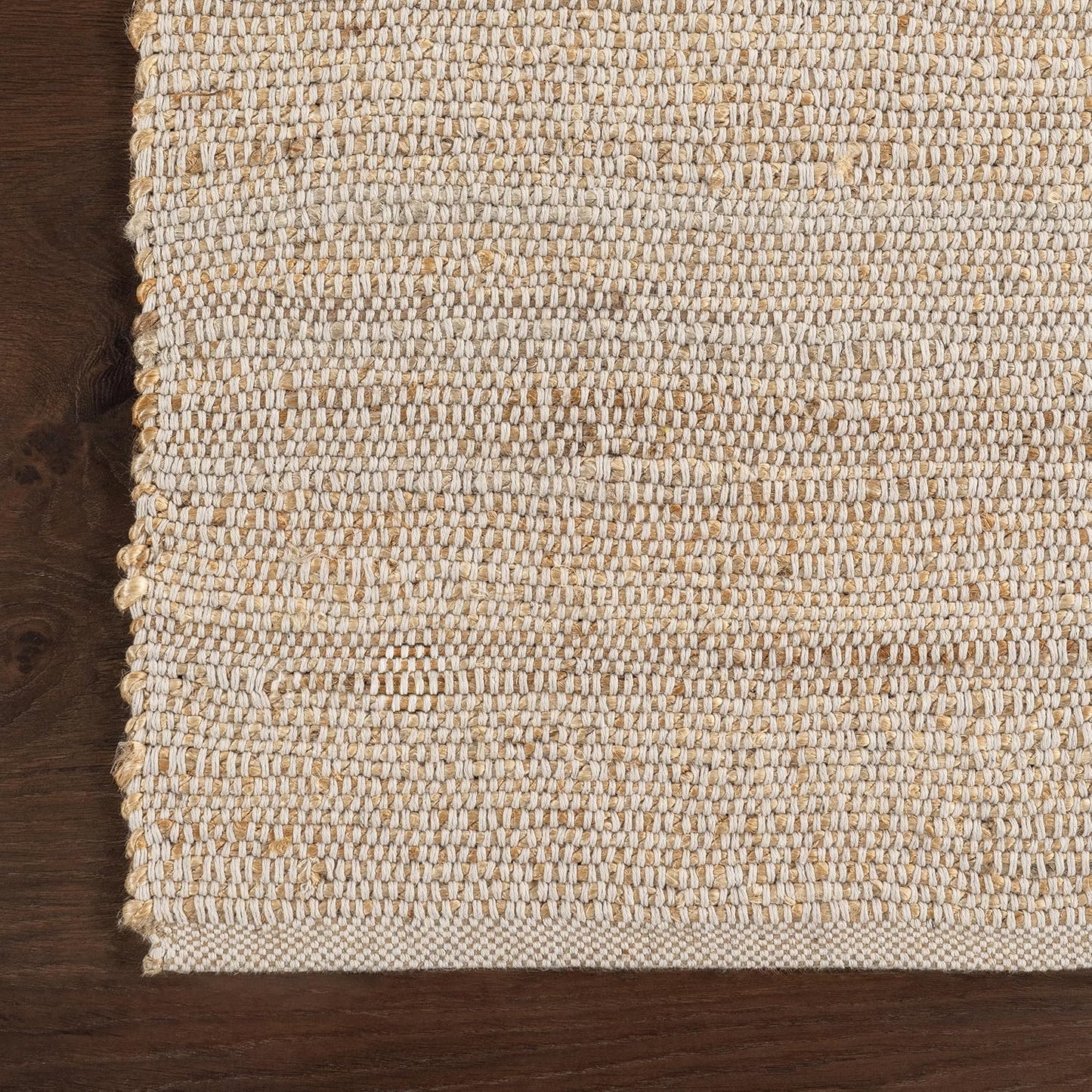 nuLOOM 7'6" x 9'6" Elfriede Jute & Cotton Hand Woven Area Rug, Natural, Solid Rustic Farmhouse Style, Weaved Design, Natural Fiber, For Bedroom, Living Room, Dining Room, Hallway, Office, Entryway