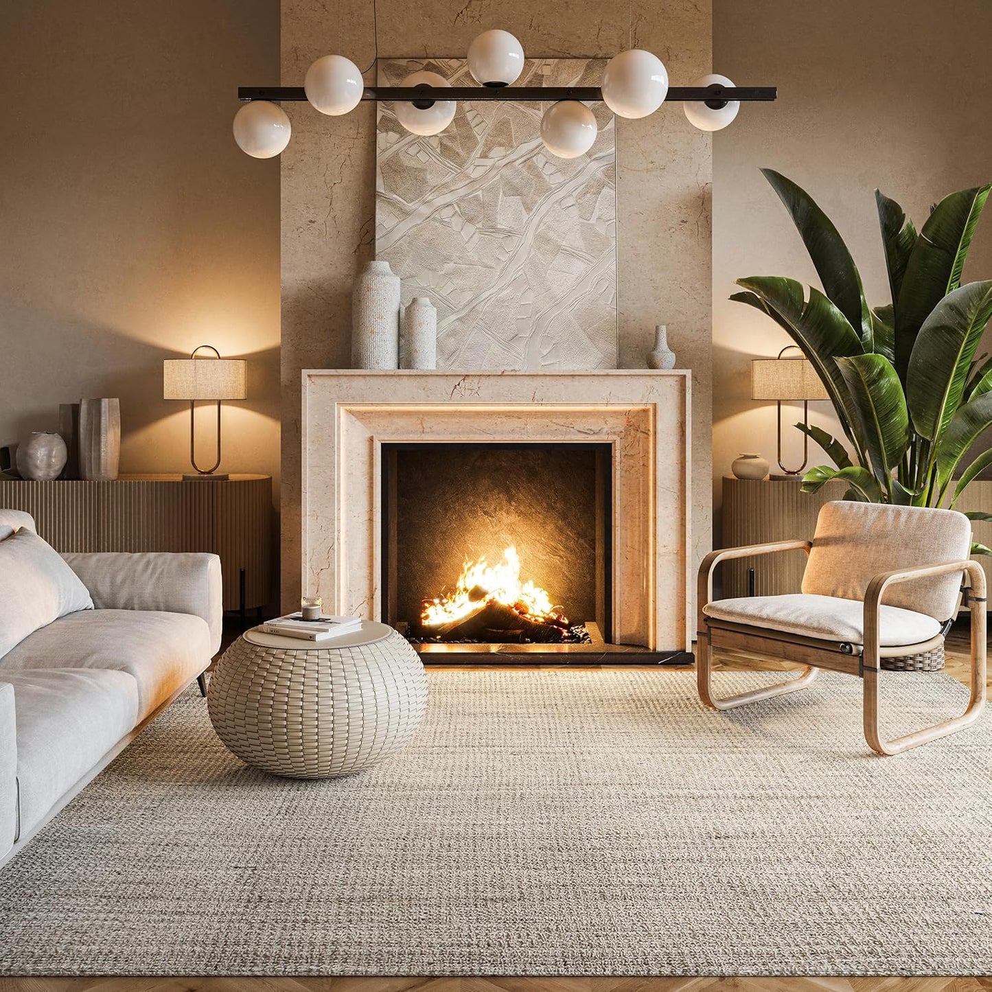 Nuloom Ashli Hand Woven, Natural, 7'6" x 9'6", Farmhouse, Jute, Soft and Textured, High Traffic, Stain Resistant, Easy Clean, Durable Area Rug for Bedroom, Living Room, Dining, Den, Foyer, Entryway