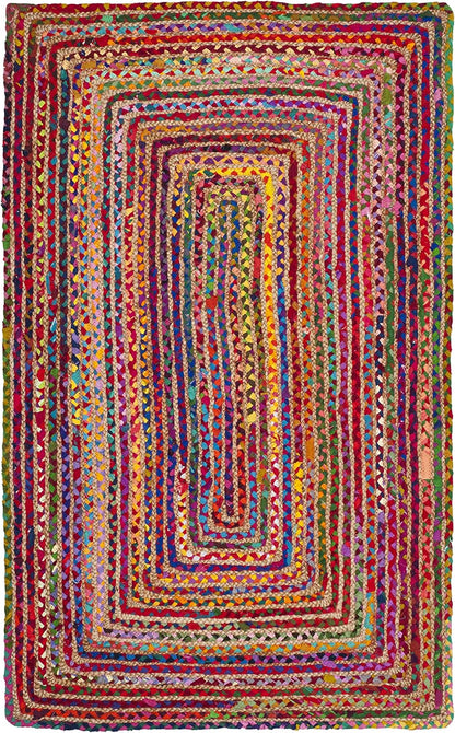 SAFAVIEH Area Rug 8x10 - Cape Cod Collection - Large - Beige & Multi, Handmade Jute & Cotton, Woven Braided Design (CAP202B)